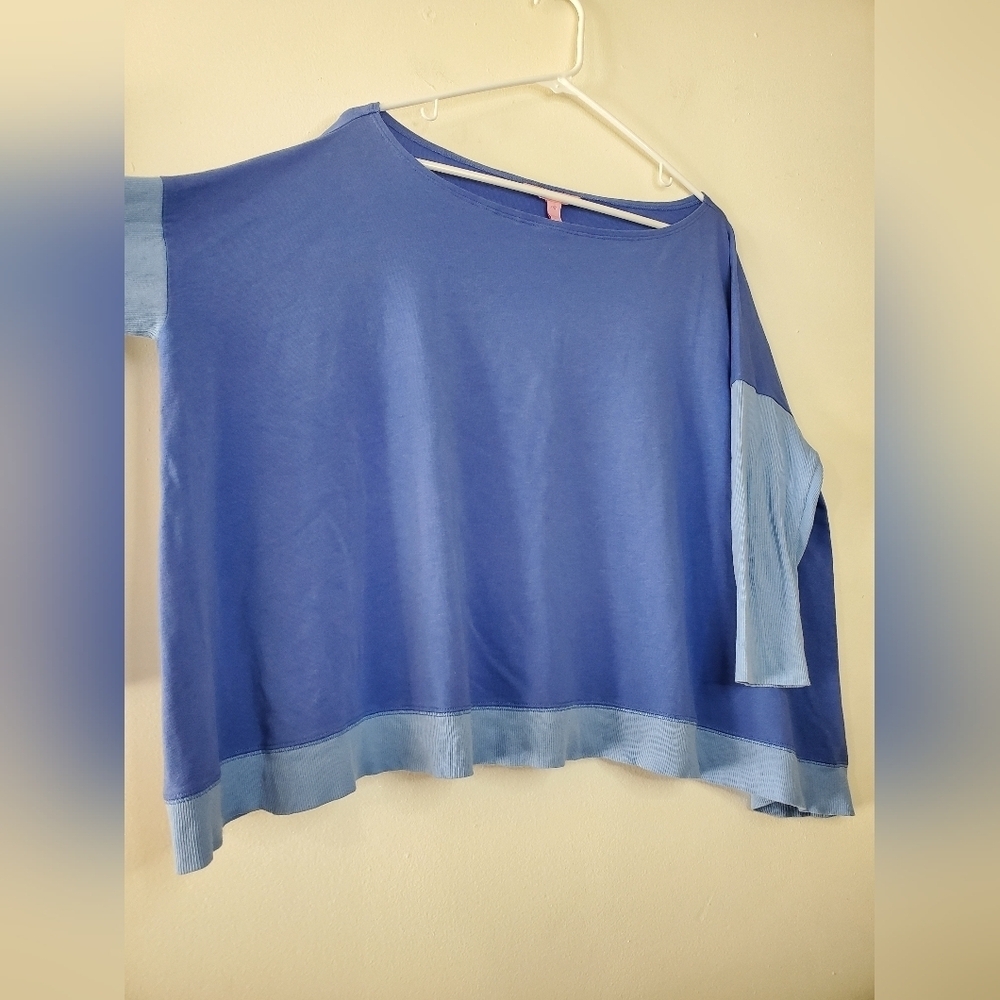 Lilly Pulitzer Two Toned Boxy Oversized Top Size Small/Medium Lagenlook Flowy - Picture 5 of 15